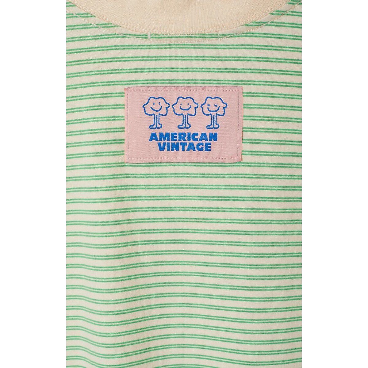 T-shirt col bateau ample à manches courtes rayé, GIXY rayé vert/écru, AMERICAN VINTAGE