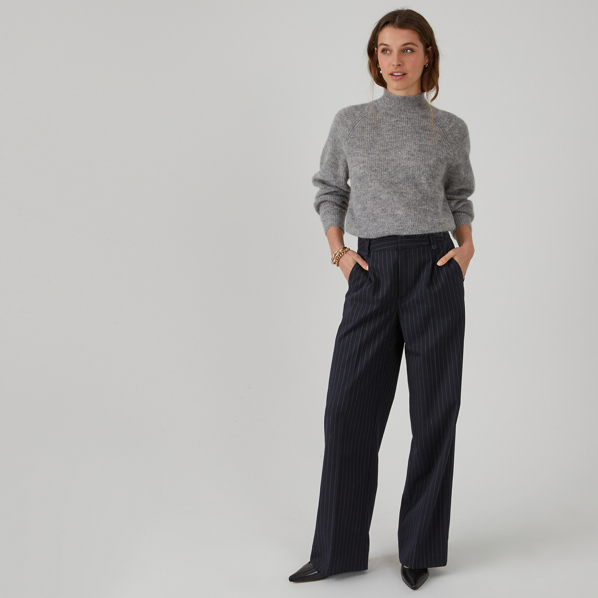 Pull col montant alpaga mélangé Signature ARISTIDE gris chiné, LA REDOUTE COLLECTIONS