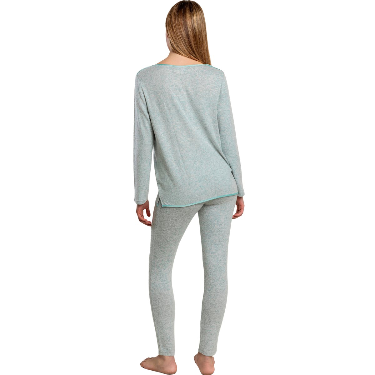 Pyjama legging top manches longues col rond Elegant At Home bleu turquoise, ADMAS