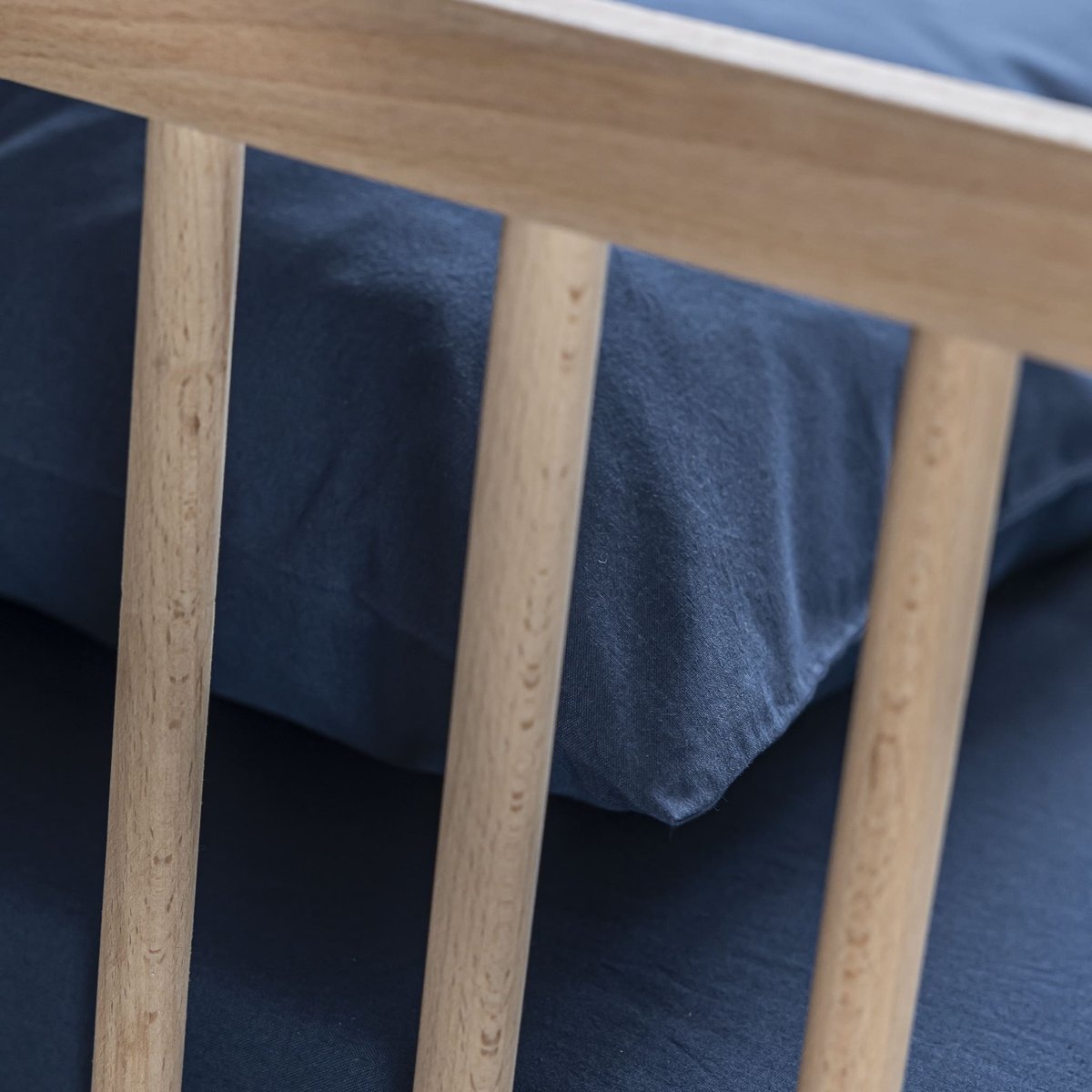 Taie d'oreiller coton lavé bébé bleu marine, SOMEO