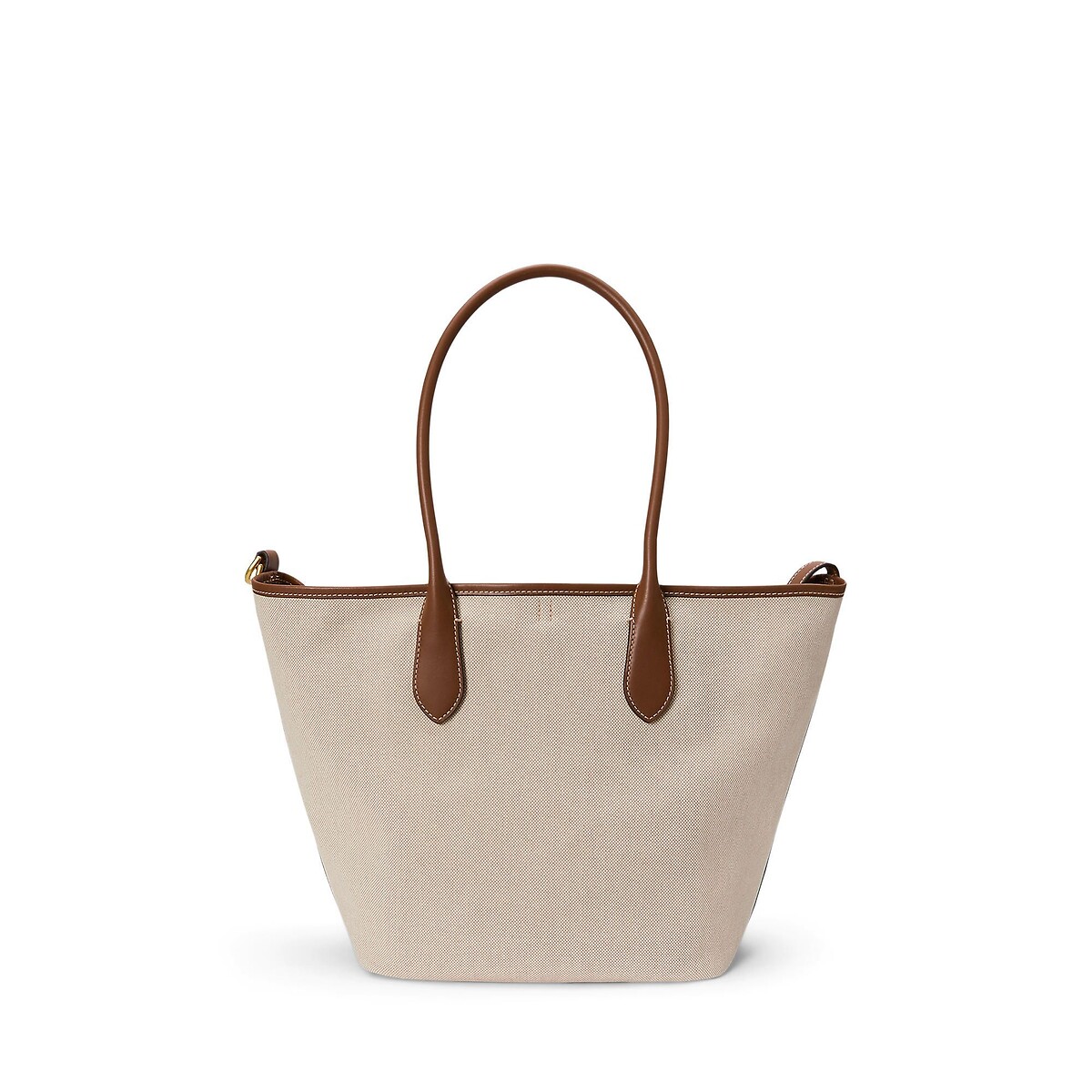 Shopper aus Canvas und Leder mit Logo natur, POLO RALPH LAUREN