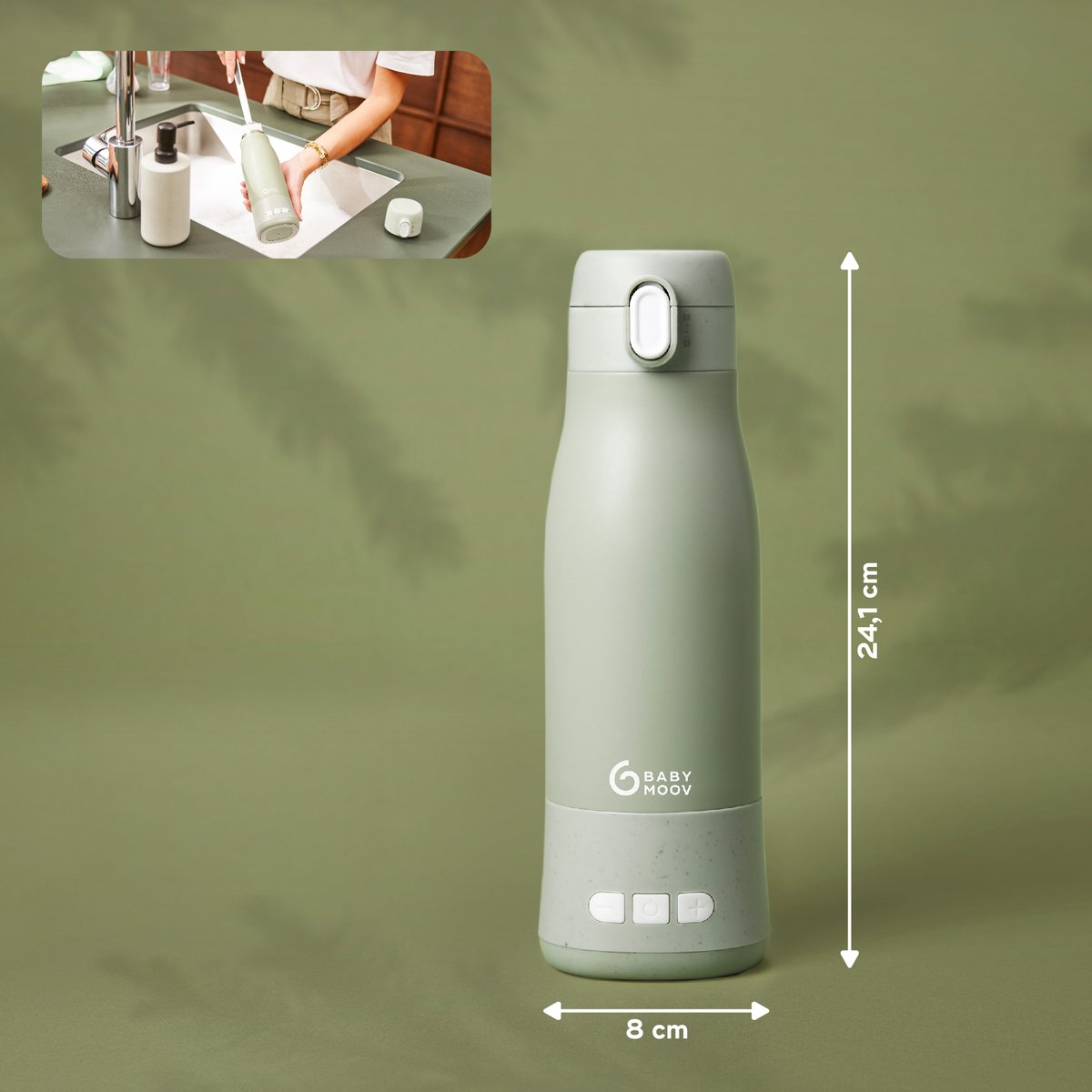 Chauffe-biberon nomade Moov & Feed vert, BABYMOOV