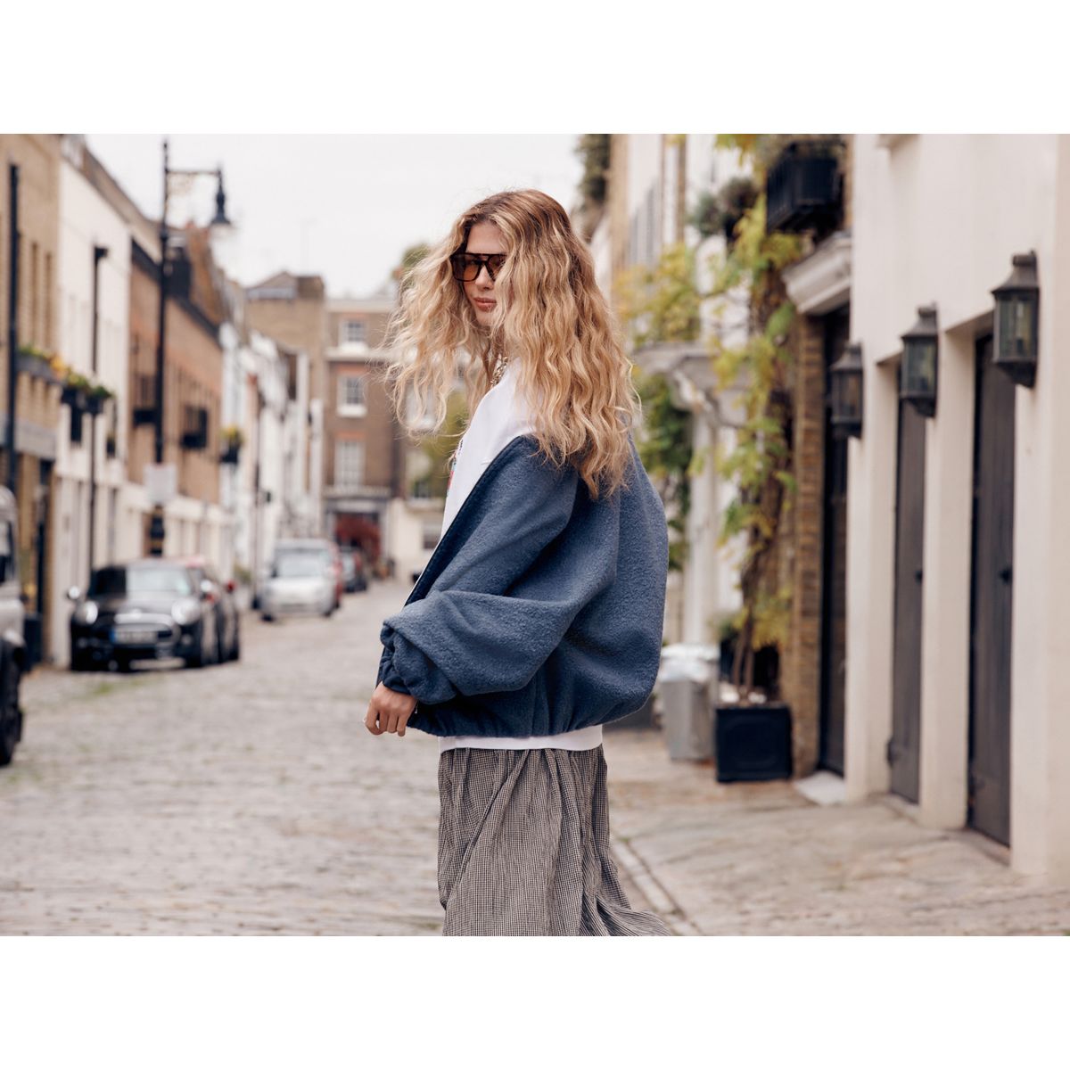Blouson aviateur style cardigan bleu, NEXT