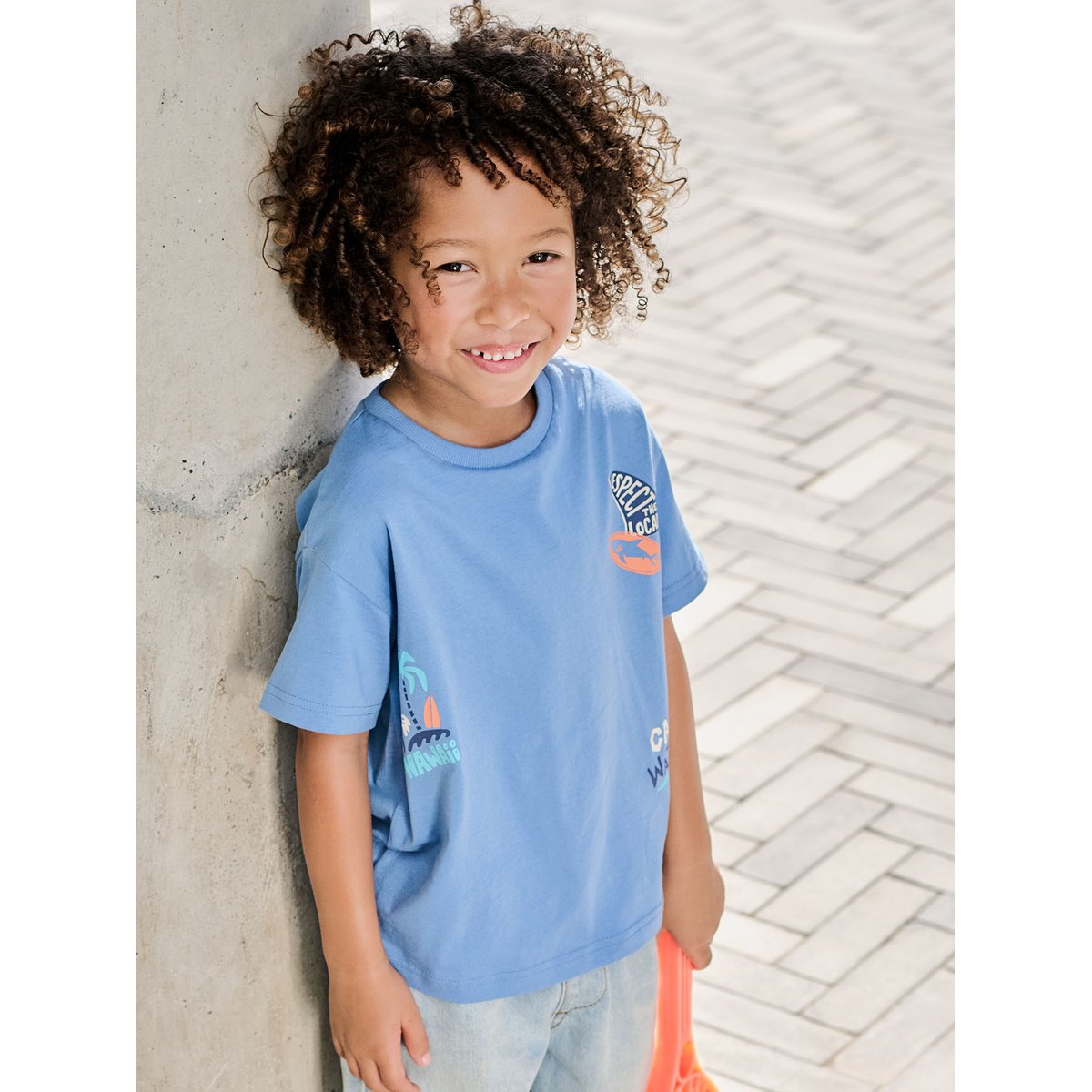 T-shirt imprimé manches courtes bleu moyen, VERTBAUDET
