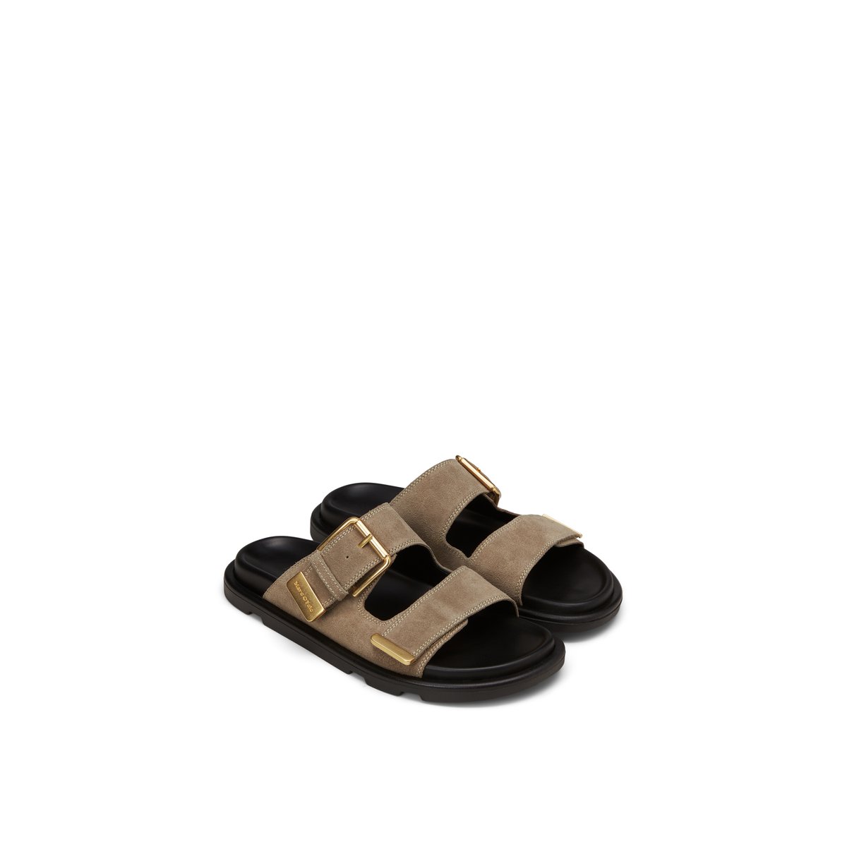 Mule en cuir de vachette velours noble grau, MARC O'POLO