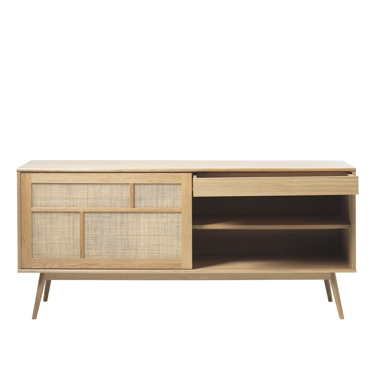 Buffet 180 cm 2 portes - Bois et rotin - CAPRI naturel, MAISON AUBERTIN