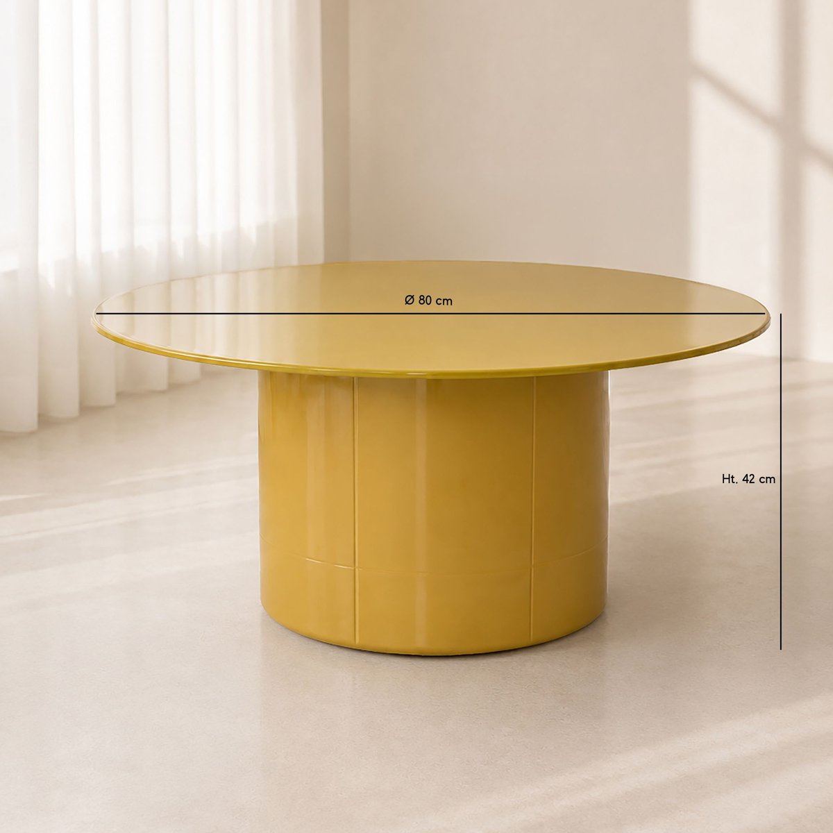 Table basse Ø80cm, ELOA jaune, NOW'S HOME