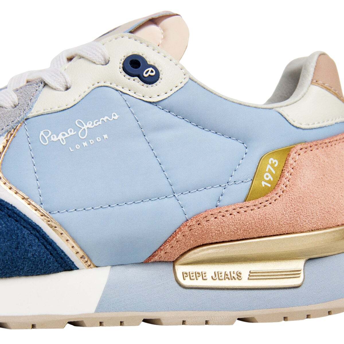 London - Baskets Running Combinées bleu jean foncé, PEPE JEANS