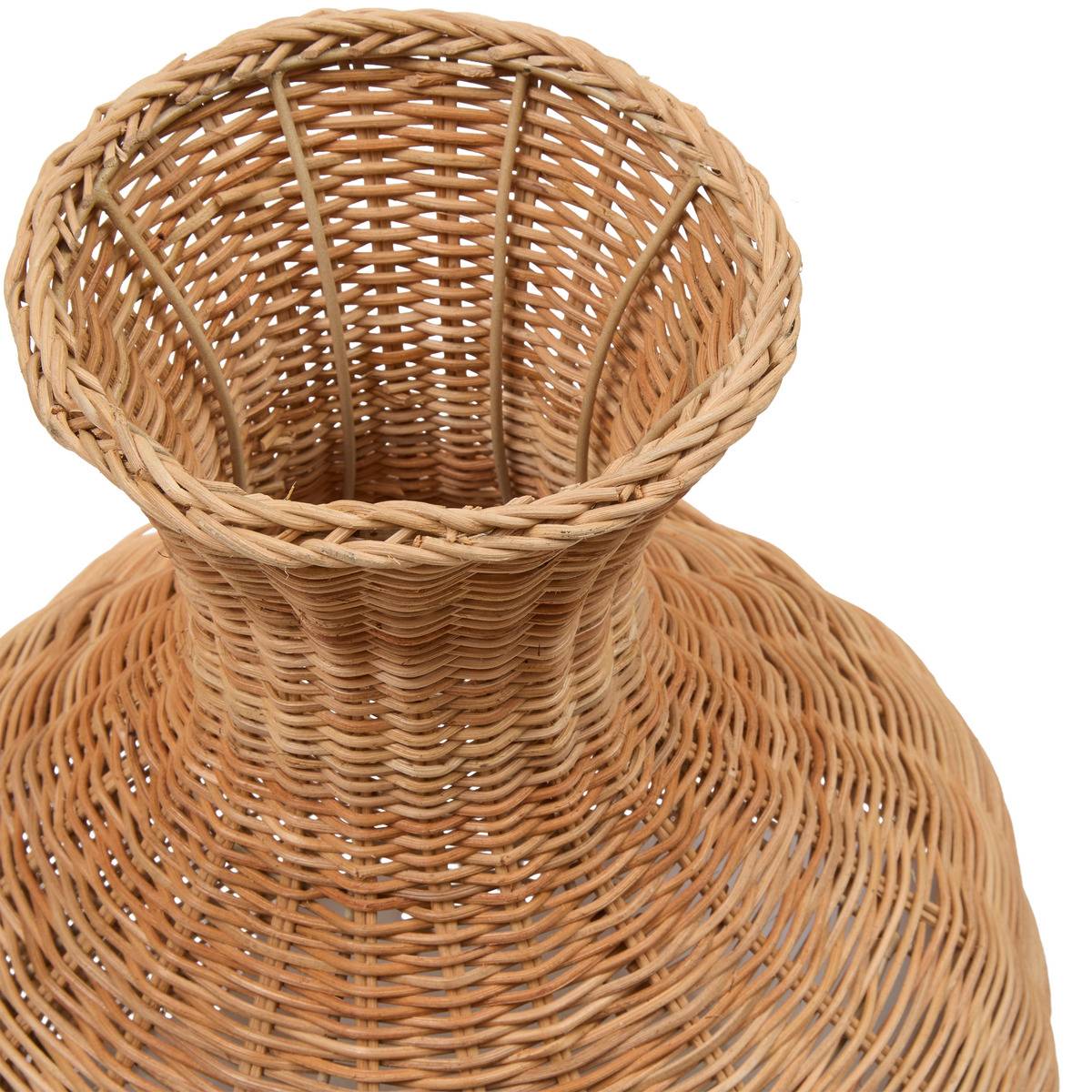 Vase amphore tressé en rotin sur structure fonte MELIA beige, ATMOSPHERA