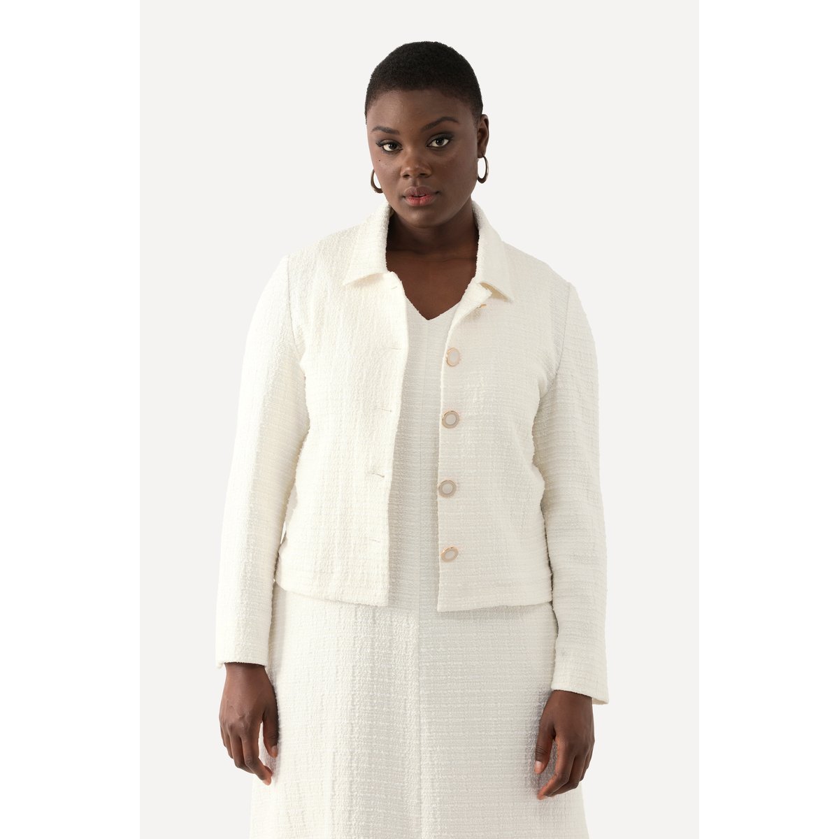 Veste en tissu bouclée, coupe Boxy blanc cassé, ULLA POPKEN