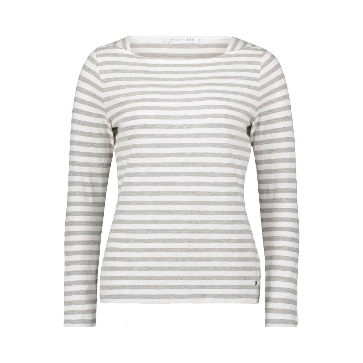 T-shirt à rainures à encolure bateau blanc/gris, BETTY & CO