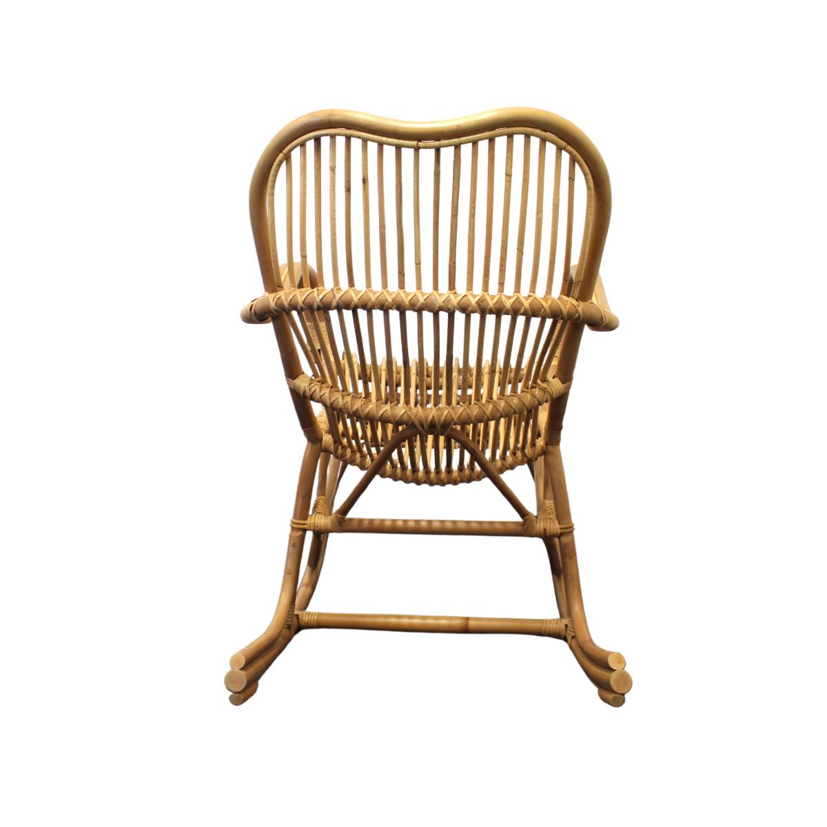 Rocking chair de jardin en rotin  RATTAN bois clair, MADE IN MEUBLES 