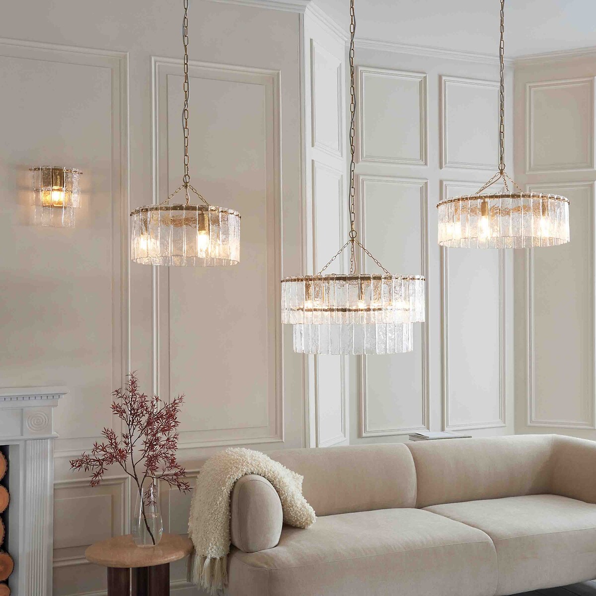 Karter 5-Light Textured Glass Pendant Light brass, ÉDITÉ
