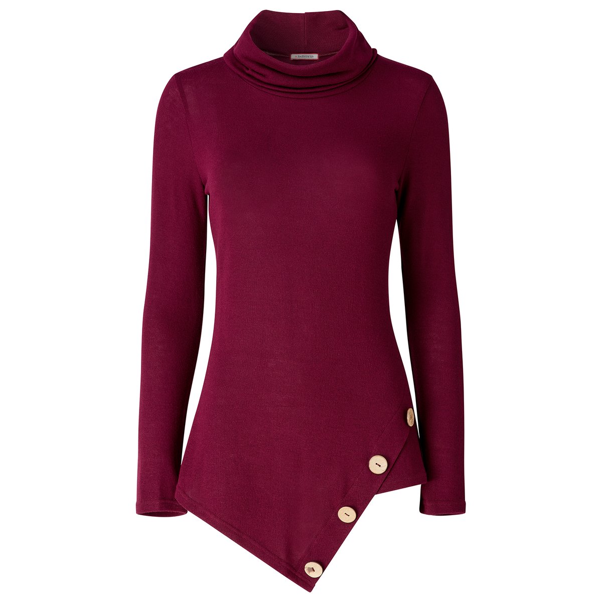 Tunique en Jersey à Col Roulé et Ourlet Asymétrique rouge, JOE BROWNS