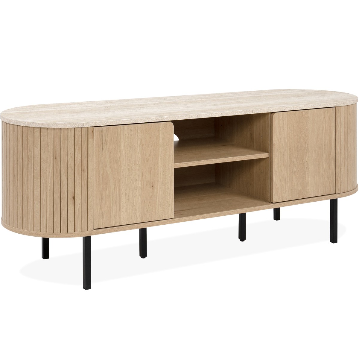 Meuble TV 2 portes 2 niches - JUNA chêne, HOMIFAB