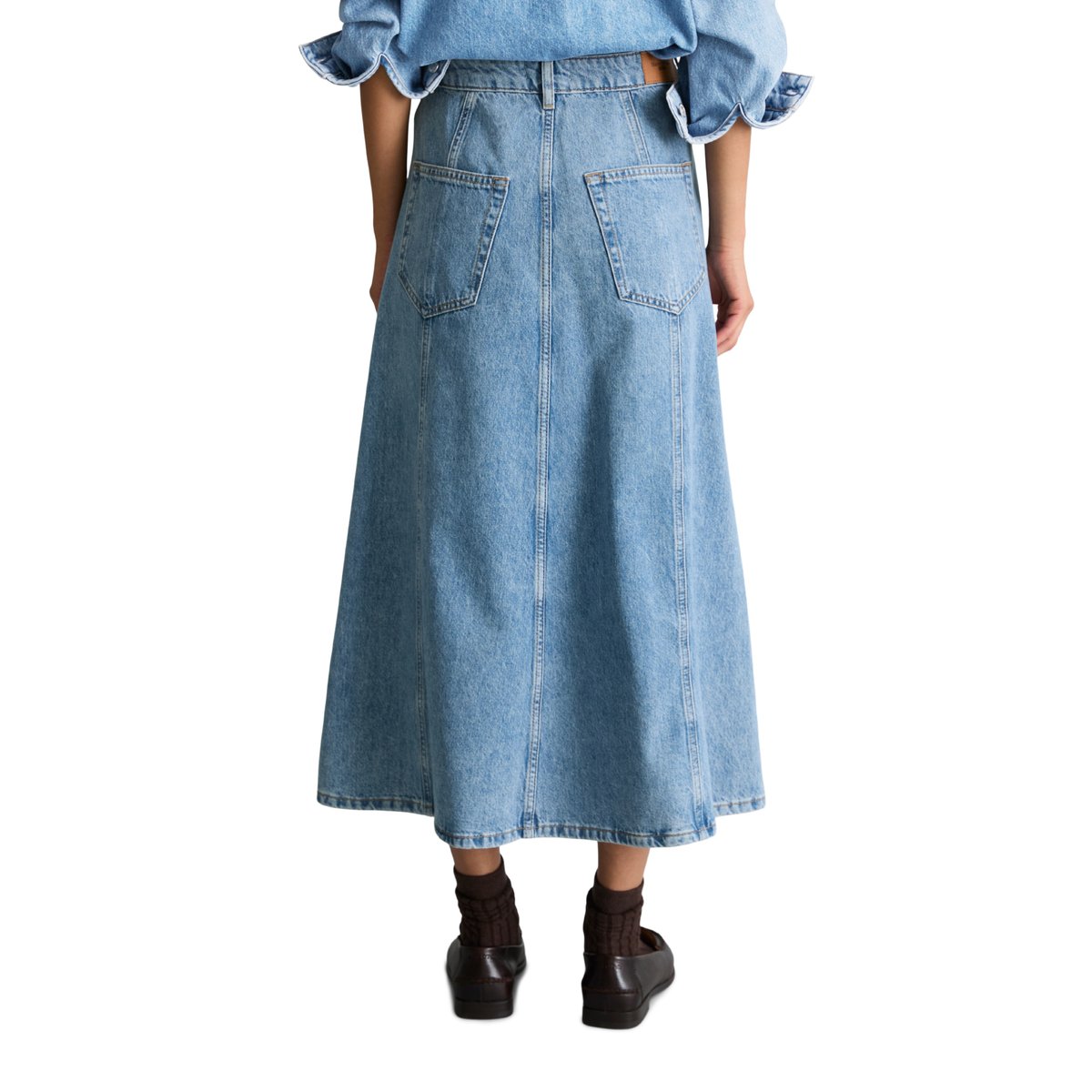 Jupe en jean évasée en denim de coton bio bleu, MARC O’POLO DENIM