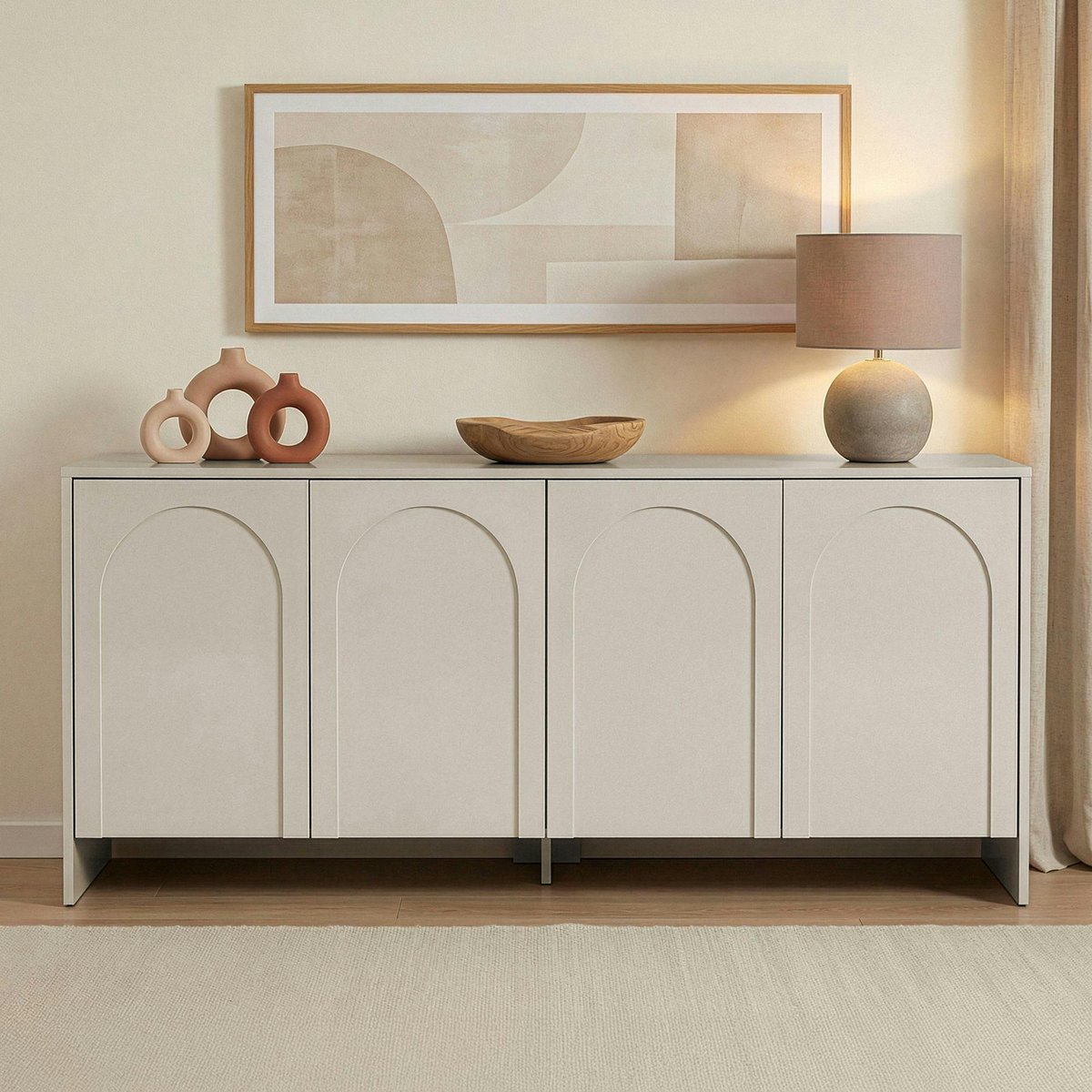 Buffet 4 portes décor arches MARFA crème, PIER IMPORT