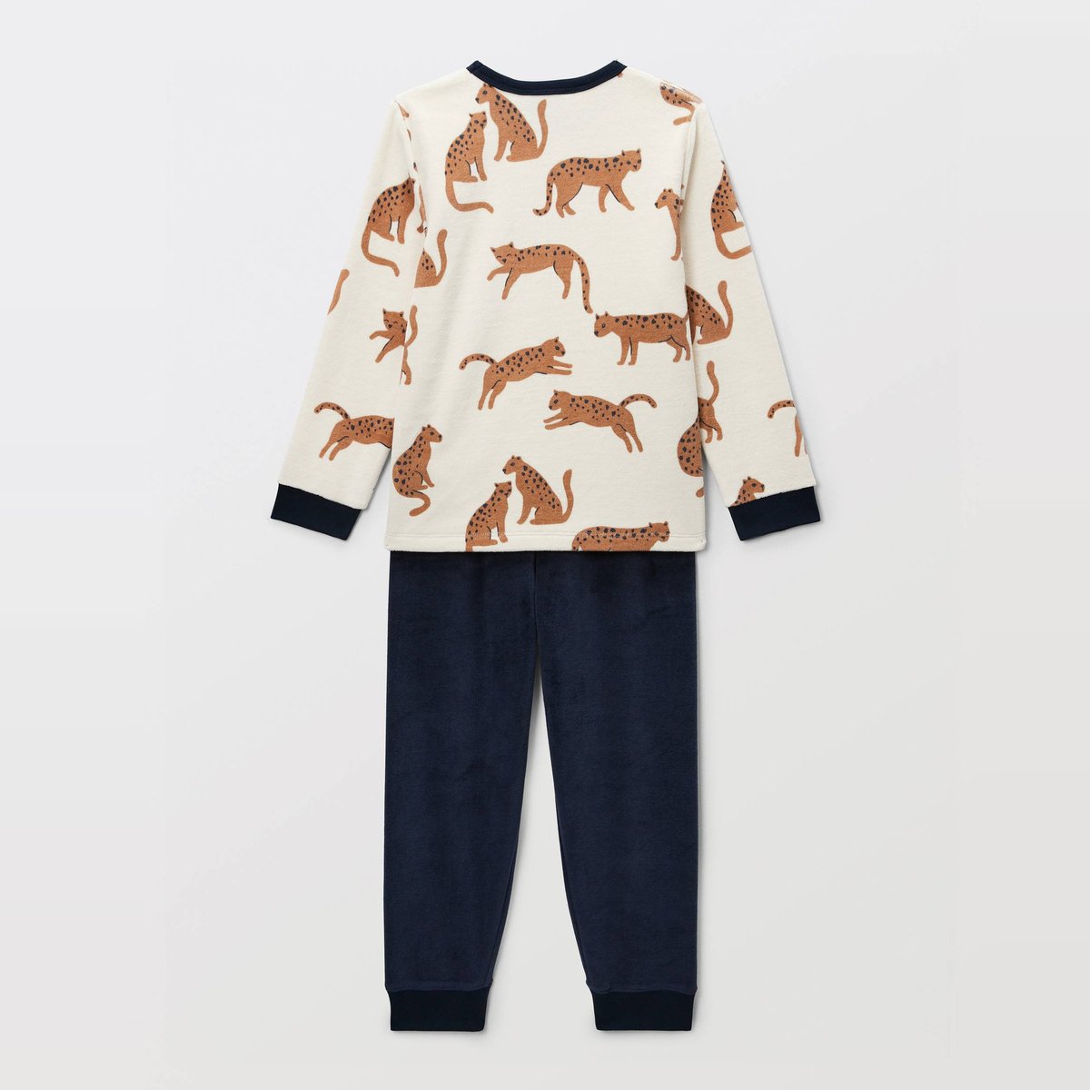 Pyjama velours manches longues imprimé contient du coton BIO GOTS marine, MONOPRIX