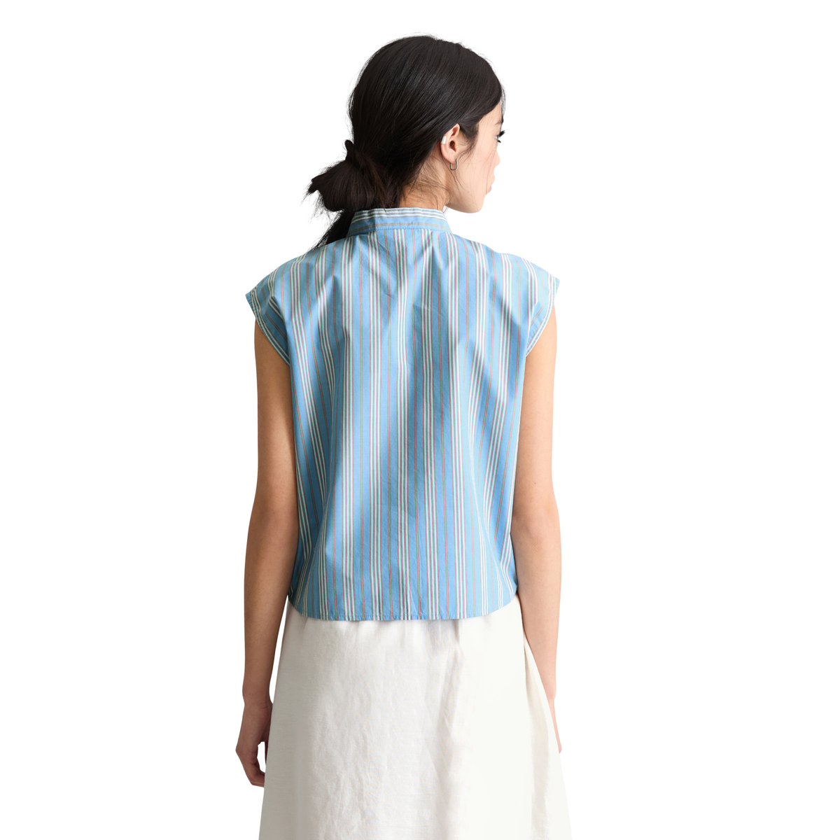 Blouse rayée relaxed en popeline Papertouch bleu, MARC O’POLO DENIM