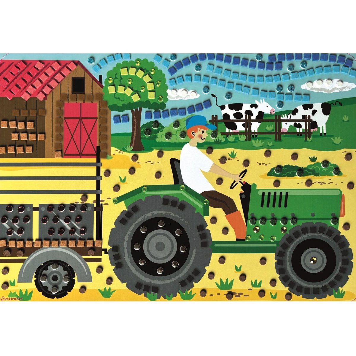 5 Maxi mosaïques La vie à la ferme vert, SYCOMORE