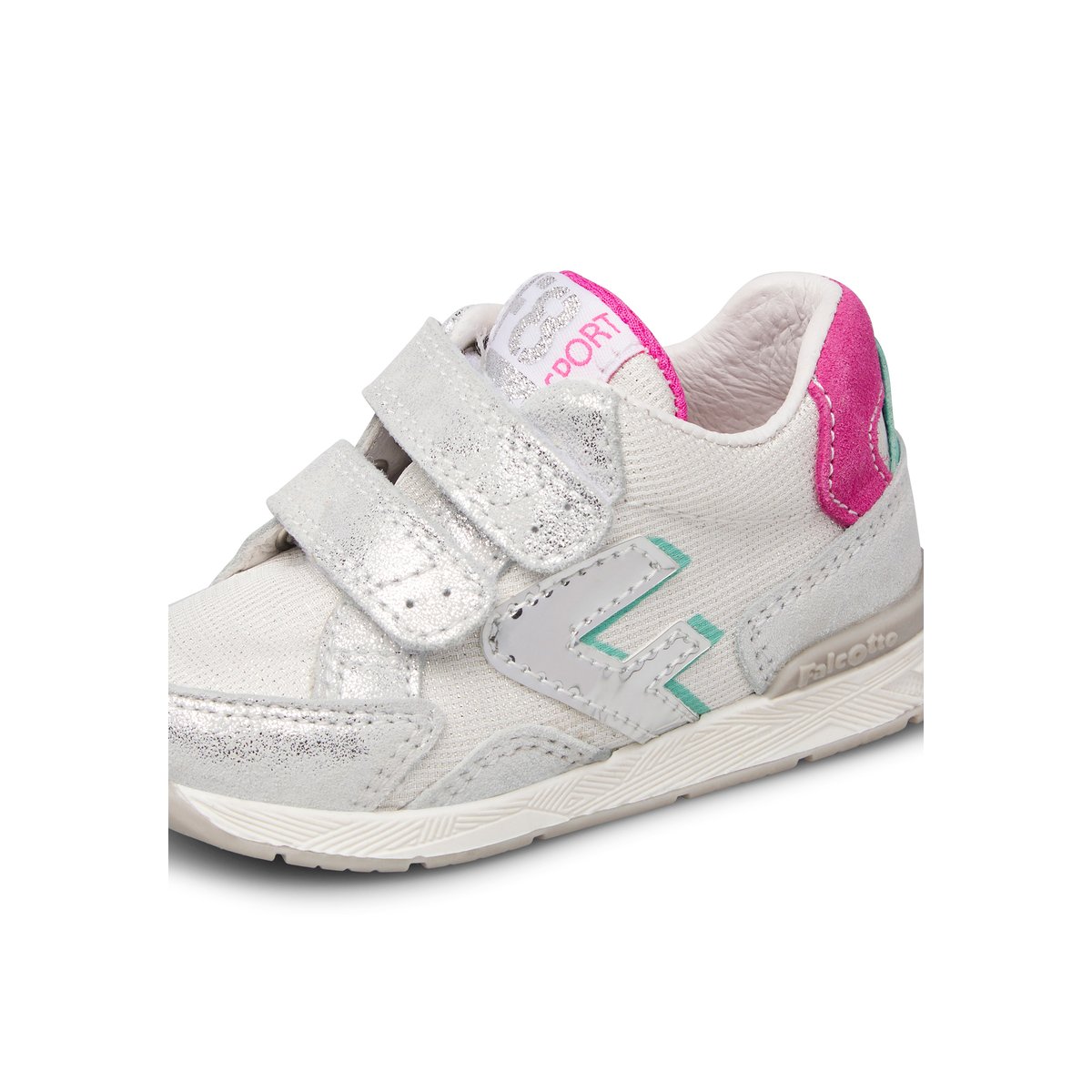 Sneakers en cuir et tissu NAERIS VL. argent-, FALCOTTO