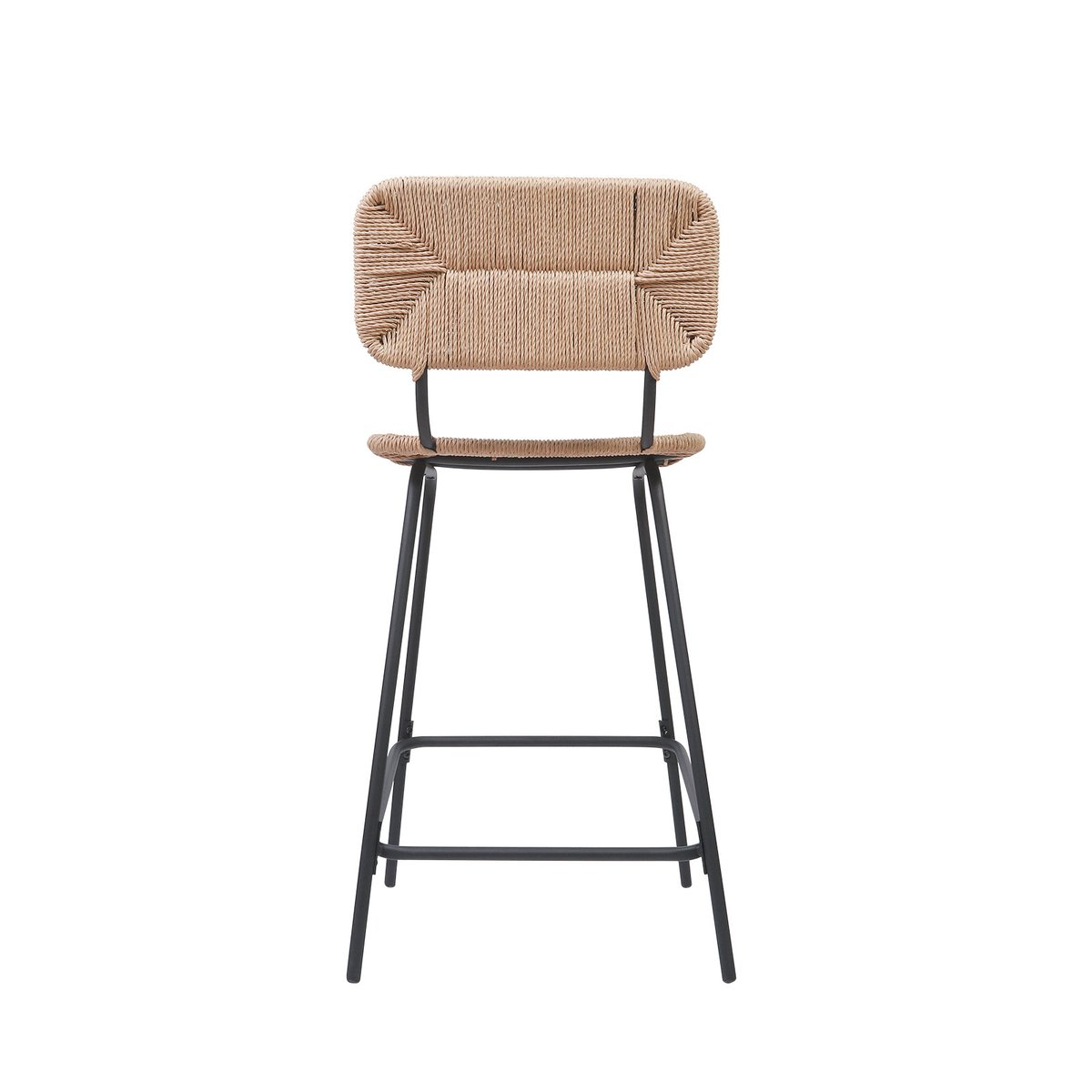 Lot de tabourets d'ilot et bar en métal et assise rotin 65cm NEMA|Lot de 8 | Lot de 8 naturel, MOB IN