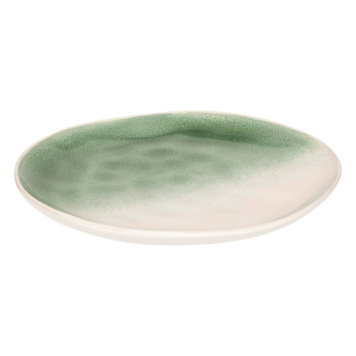 Lot de 6 assiettes à dessert en grès émaillé MALA vert, SECRET DE GOURMET