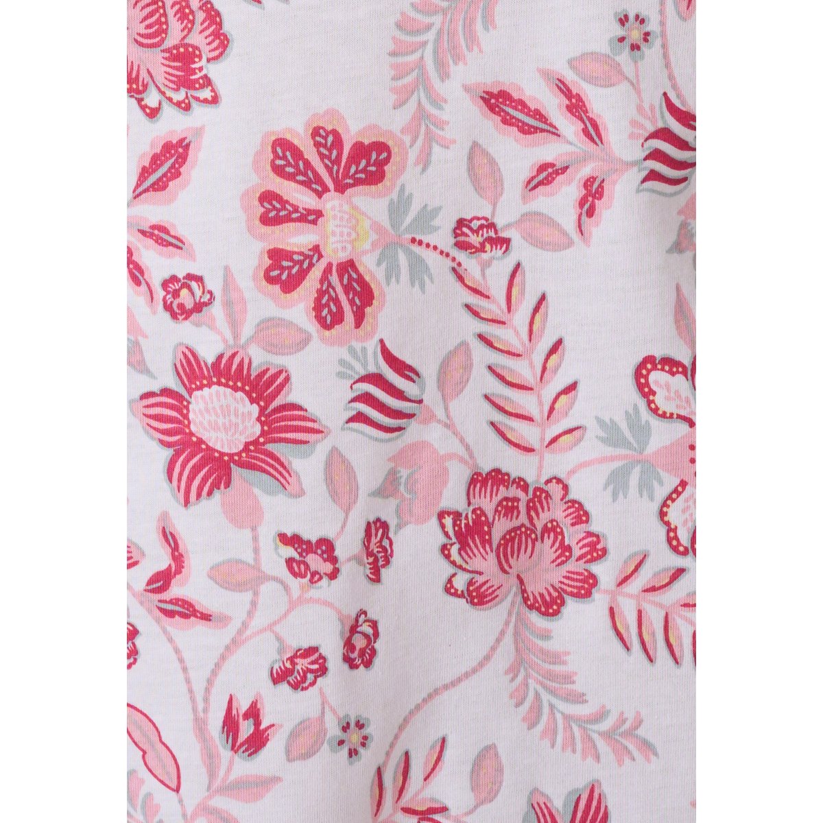 Chemise de nuit en pur coton peigné blanc rose fleuri, DAMART