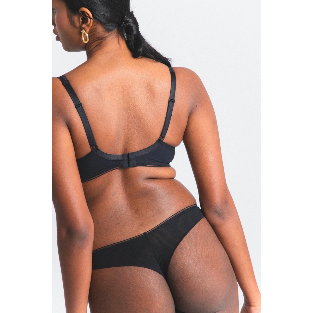 Tanga en broderie SIN noir, MAISON LEJABY