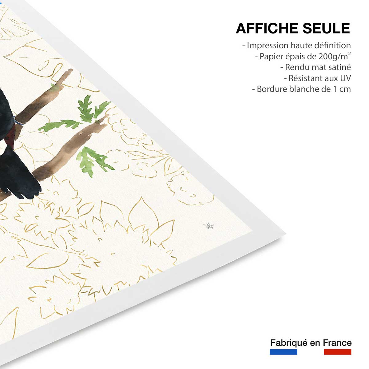 Affiche Joyeux oiseaux tropicaux affiche seule, HEXOA