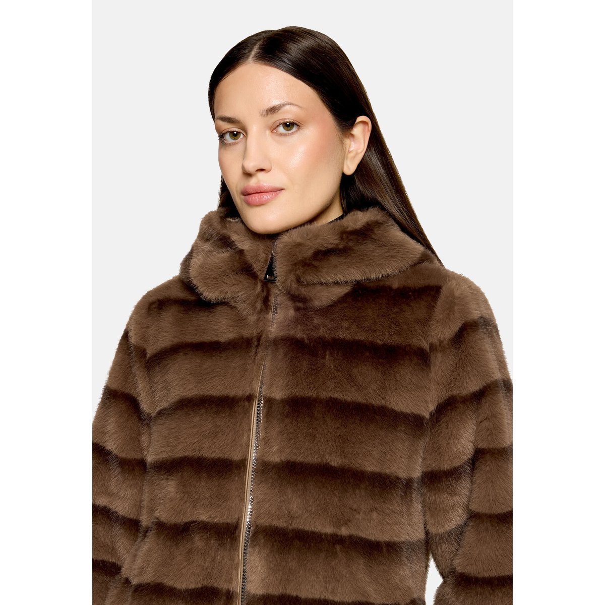 Veste en peluche à capuche taupe/marron, BETTY BARCLAY