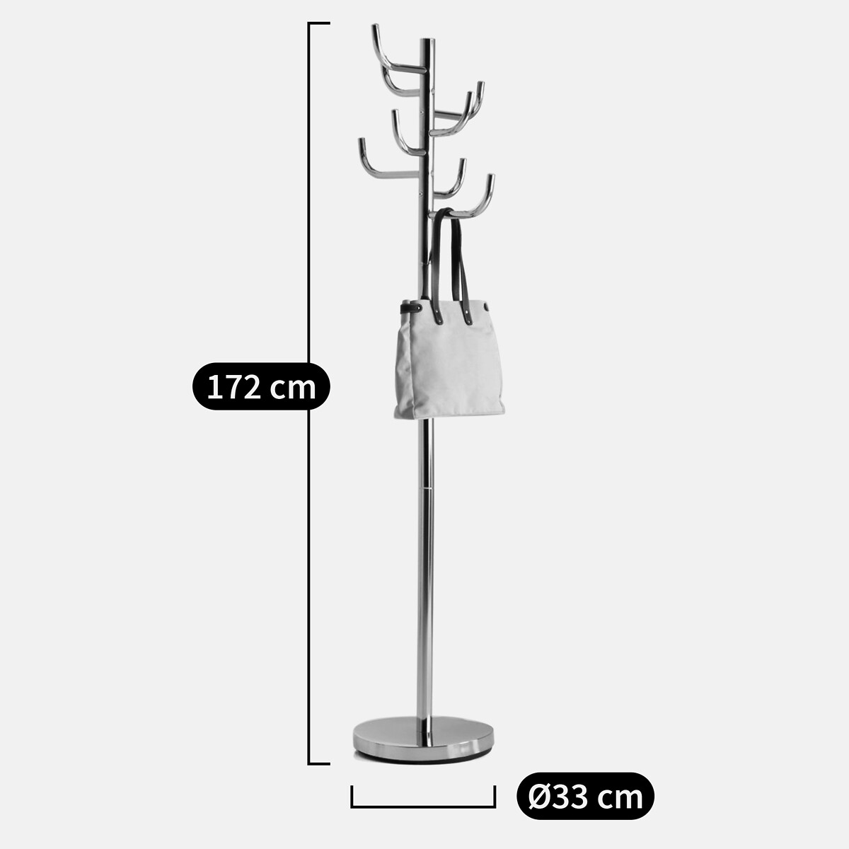 Portemanteau, métal acier chromé, forme cactus gris argent, SO'HOME