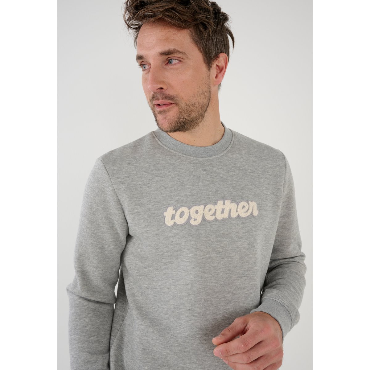 Sweatshirt Thermolactyl en molleton gris chiné, DAMART