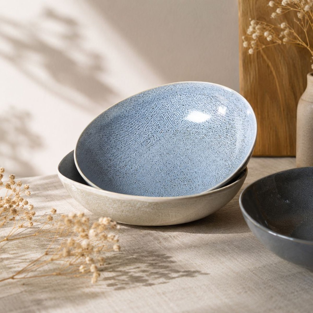 Lot de 6 assiettes creuses, ZAO gris, ARTIME