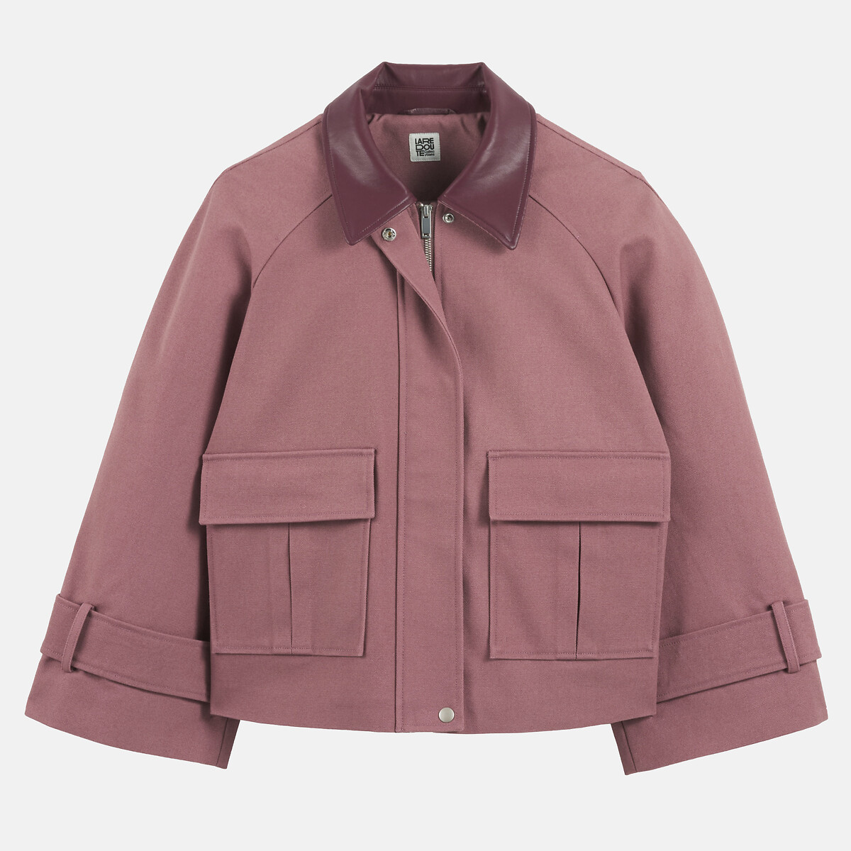 Cotton Jacket with Contrasting Collar dusty pink, LA REDOUTE COLLECTIONS