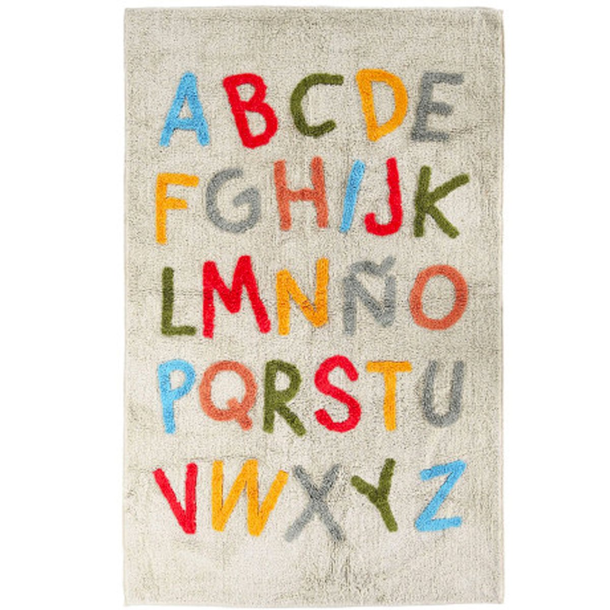 Tapis chambre enfant alphabet multicolore en coton 100x150x1.5cm multicolore, WADIGA