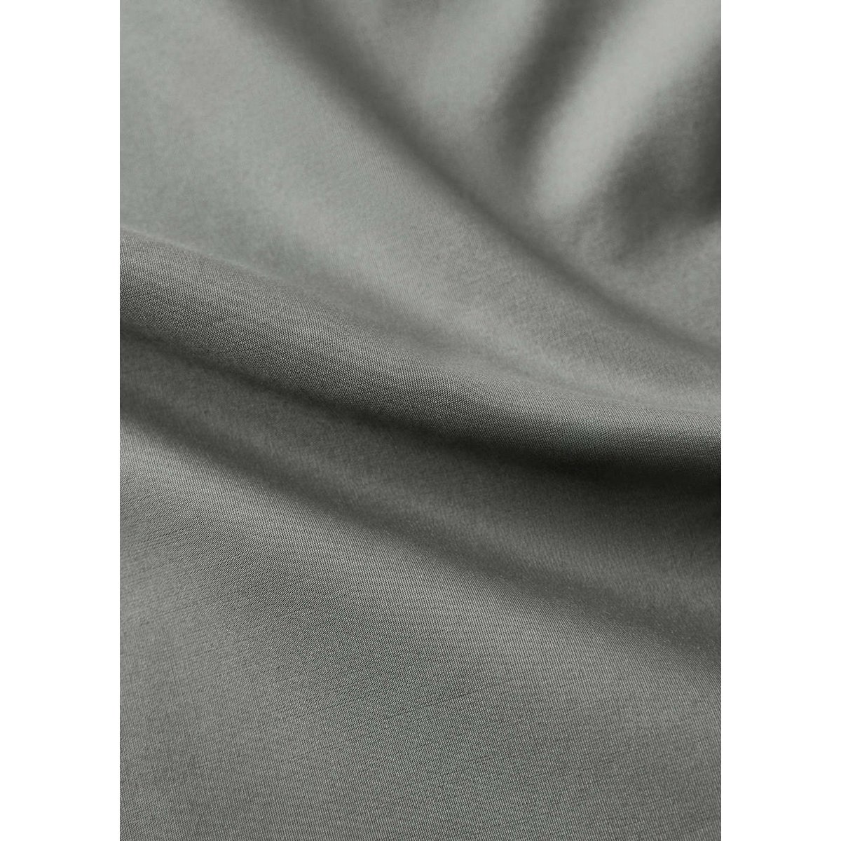 Drap plat coton percale 500 fils détail arrondi lit 135/140 cm gris, MANGO HOME