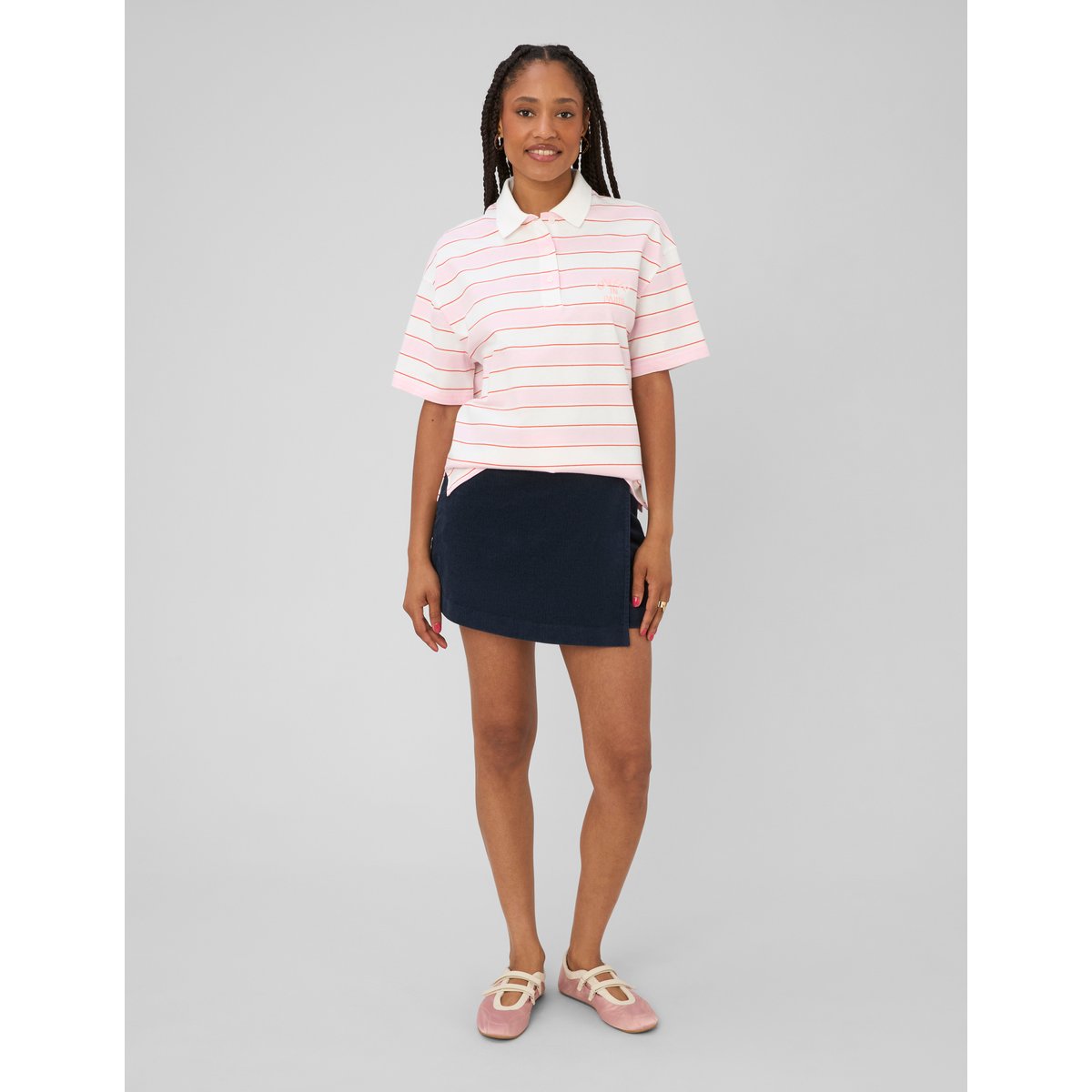 Jupe short en velours bleu foncé, BZB