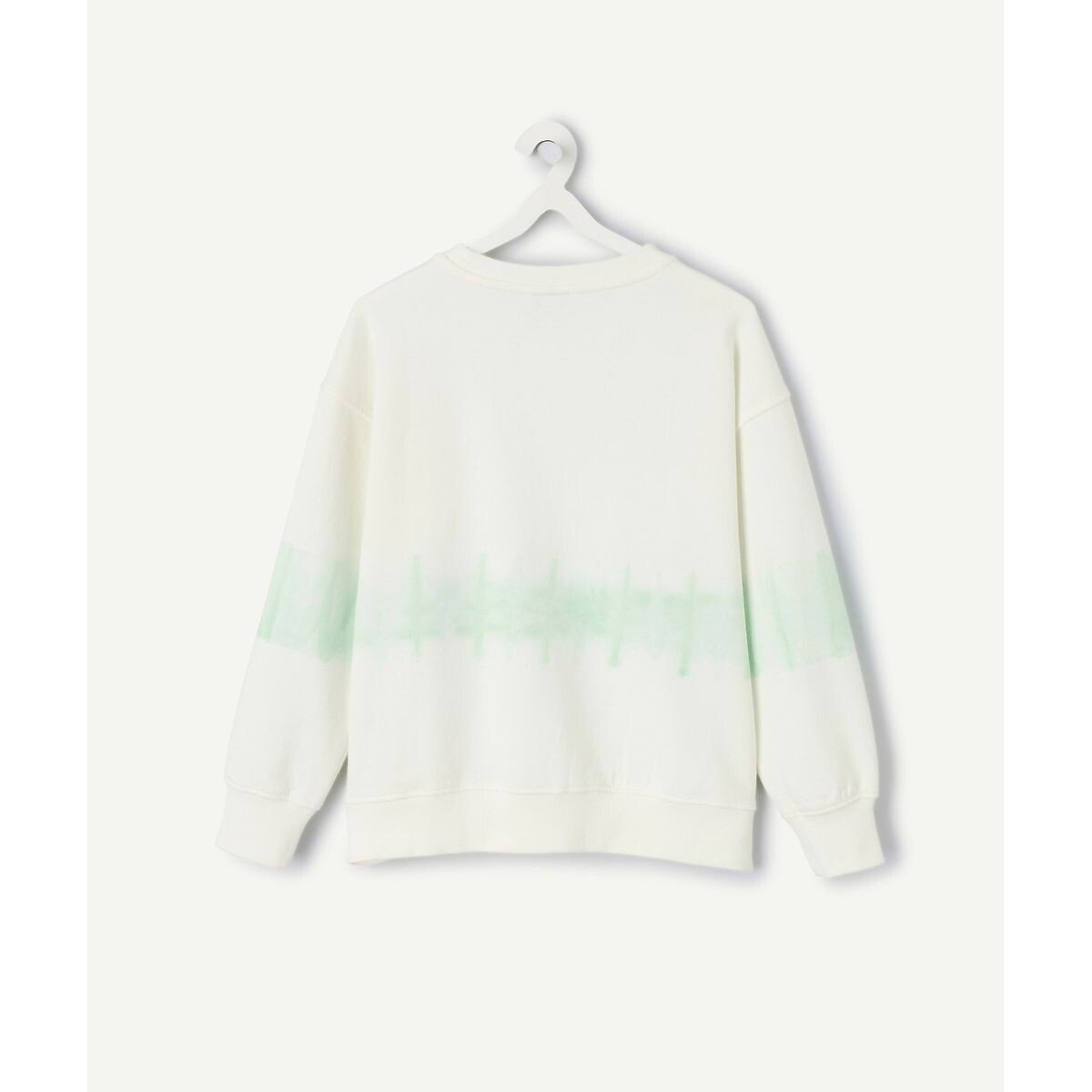 Sweat col rond en molleton blanc/vert, TAPE A L'OEIL