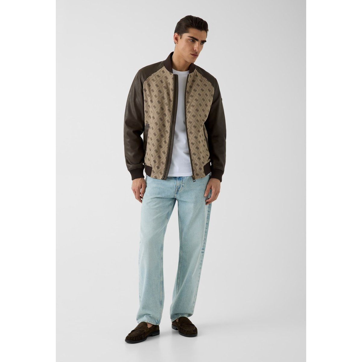 Veste Bomber Monogramme marron multi, GUESS