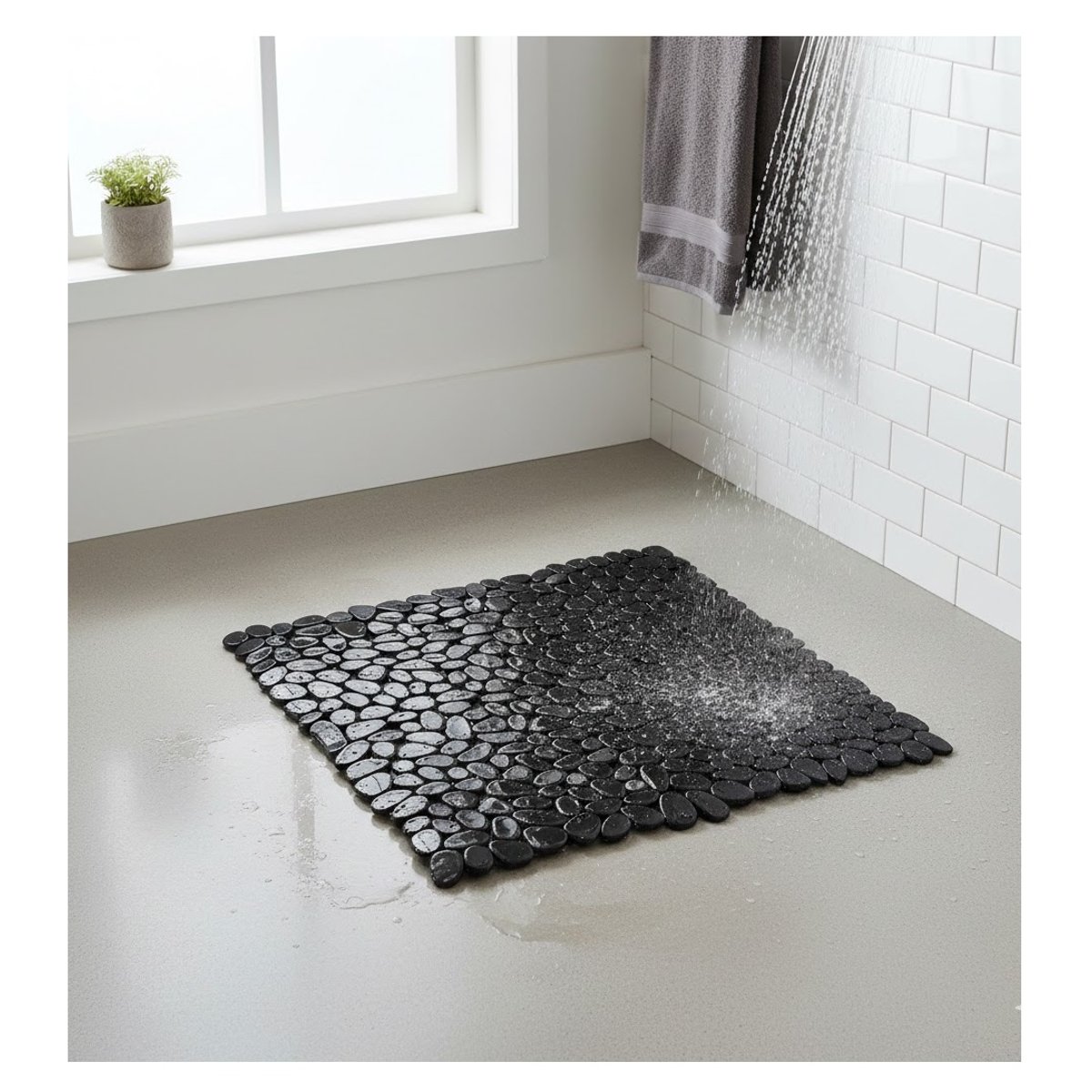 Tapis fond de douche Collection Galet noir, EDEN