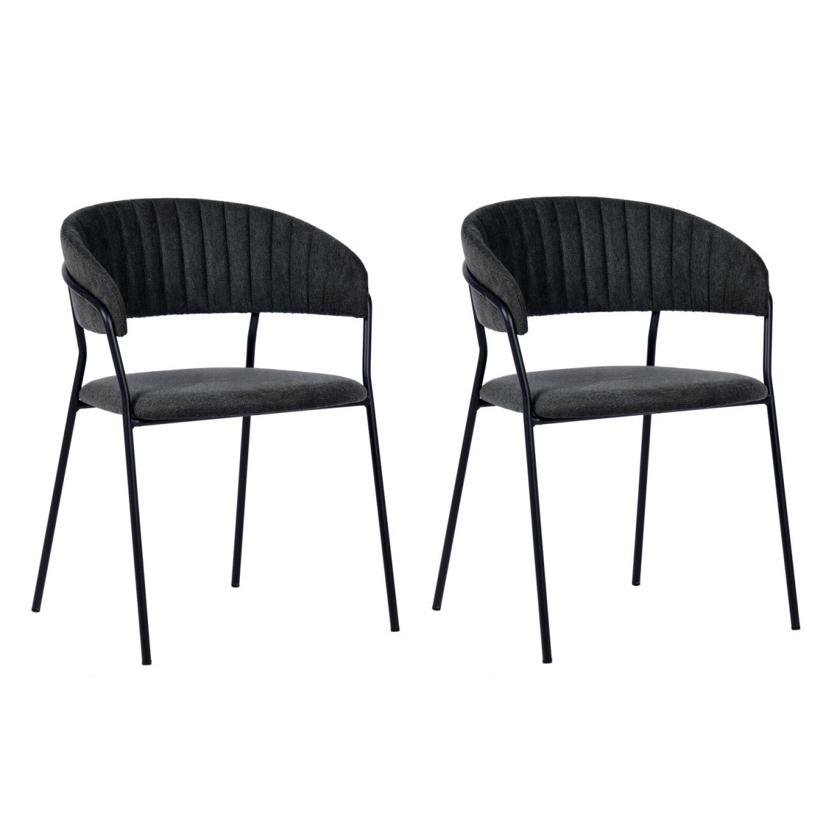 2 Chaises de repas en tissu velours - BERGAME anthracite, MATHI DESIGN