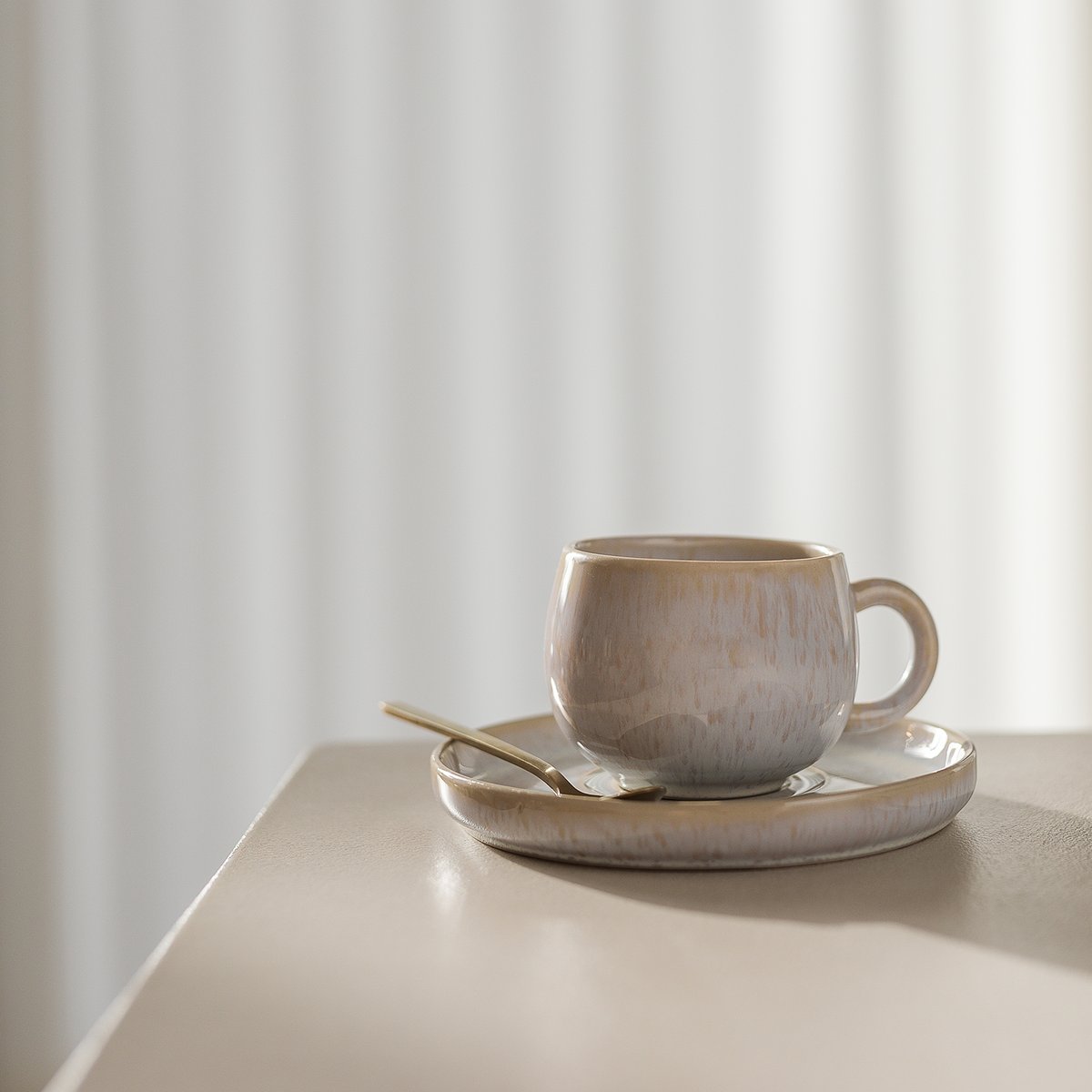 Lot de 4 soucoupes CURVY beige, SP COLLECTION