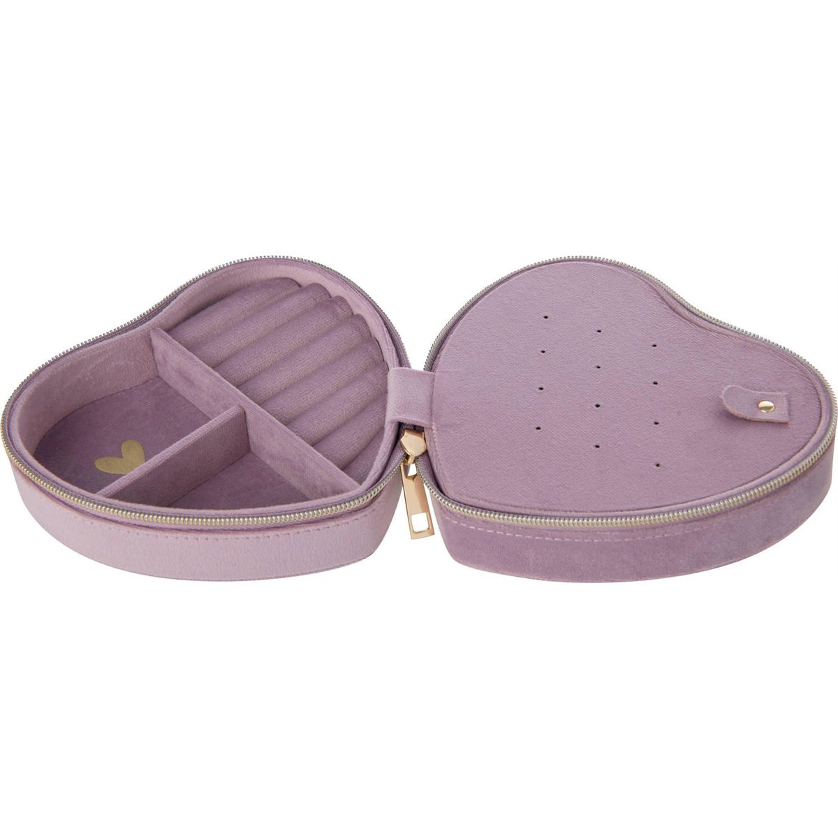 Boîte à bijoux cœur en velours lilas, RECOLLECTION