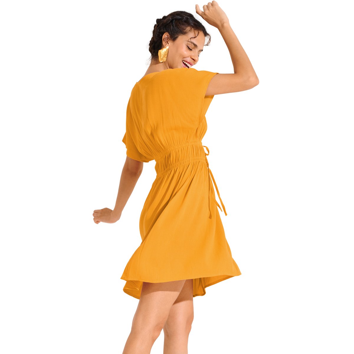 Robe de plage manches courtes KARPATHOS jaune, LISCA