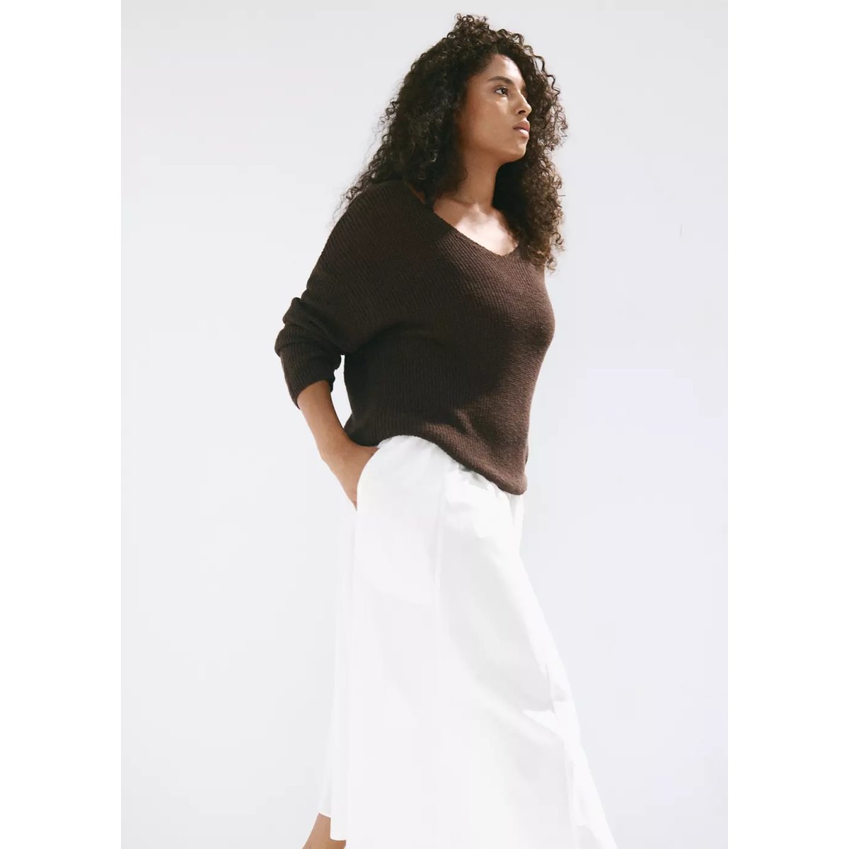 Jupe coton évasée blanc, MANGO