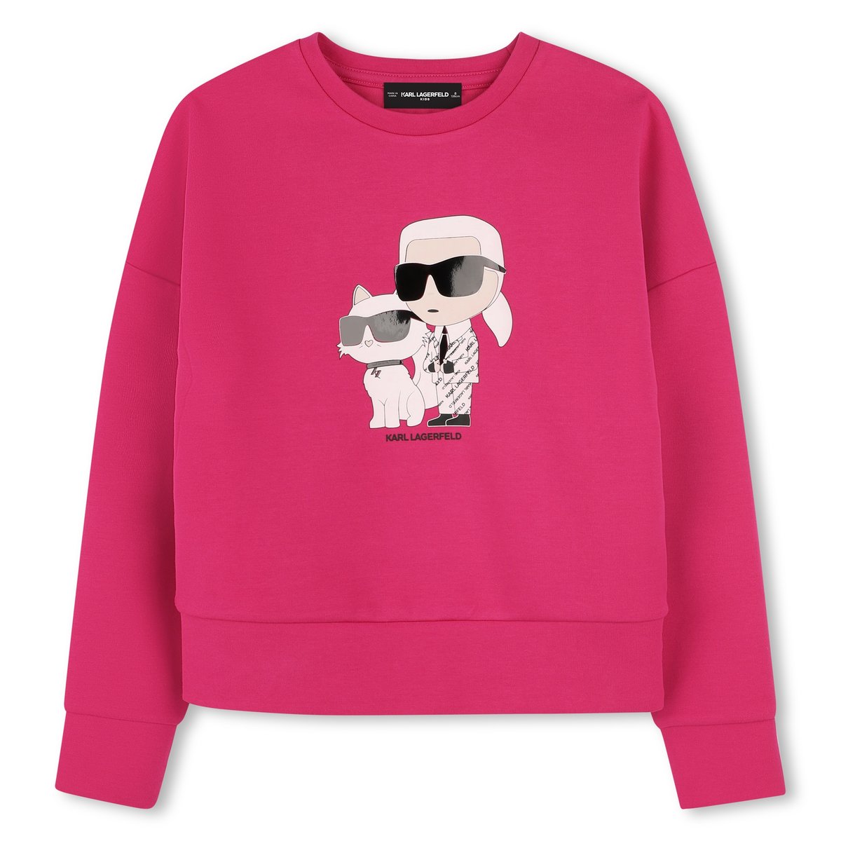 Sweat-shirt avec imprimé rose tagada, KARL LAGERFELD KIDS