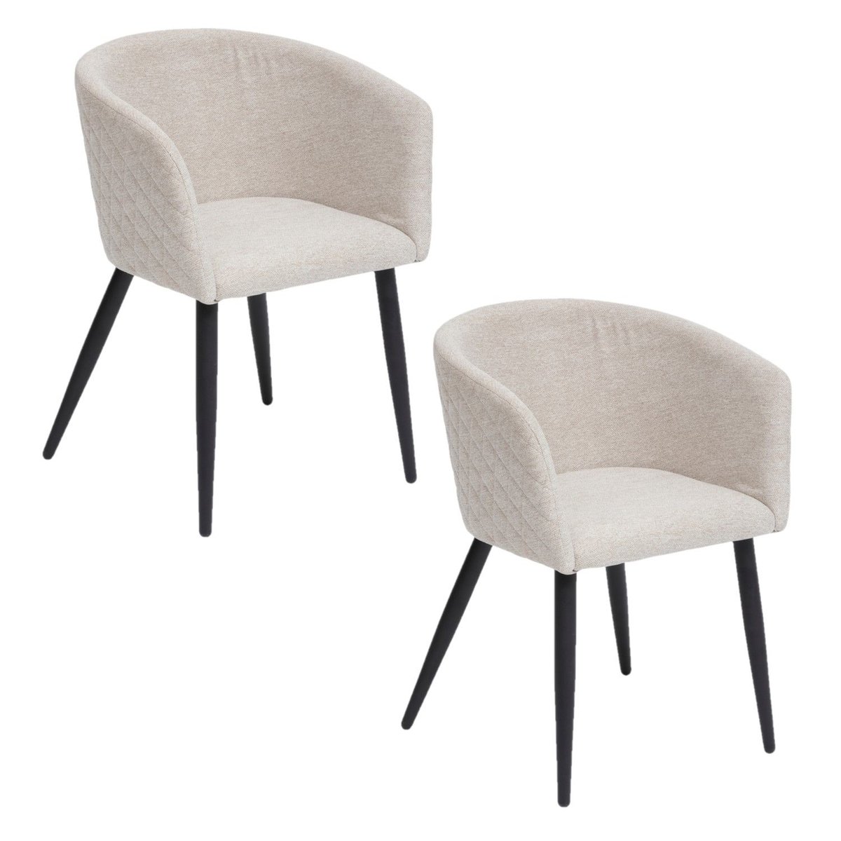 Lot de 2 fauteuils à dîner en velours MARLO beige, TOILINUX