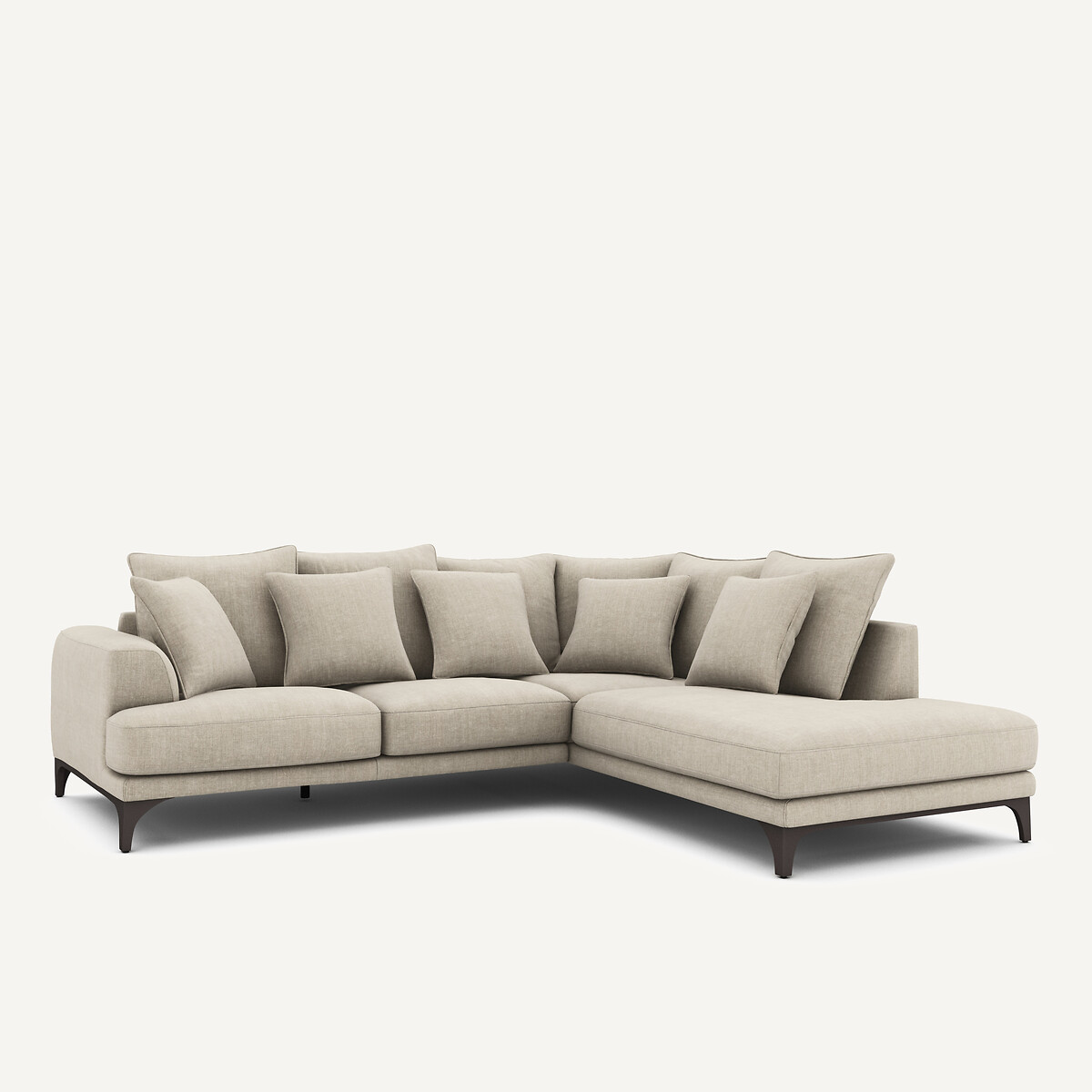 Canapé d'angle, en coton et lin, ARMENTO beige, AM.PM