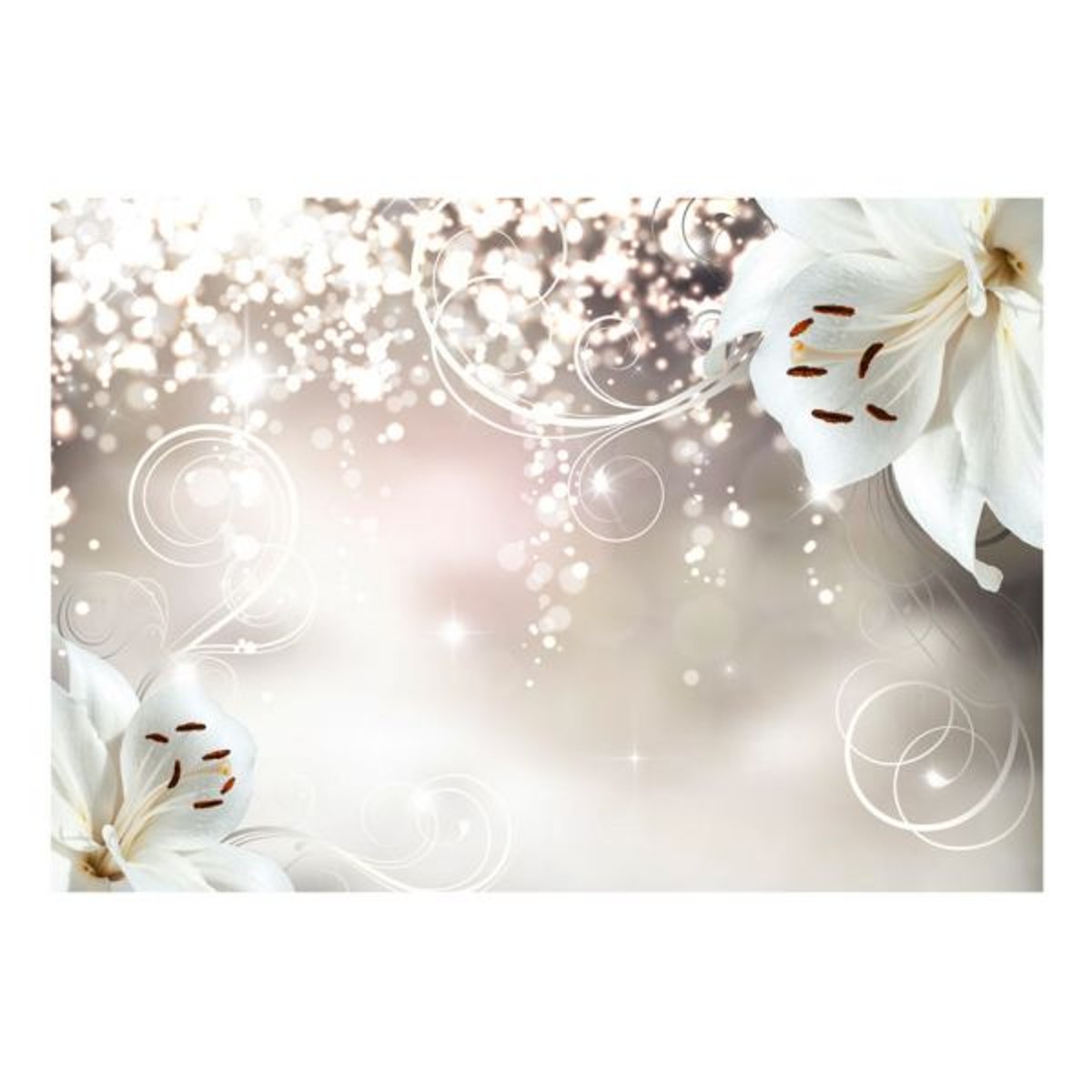 Papier peint intissé panoramique Fleurs Magic composition beige, EDEN